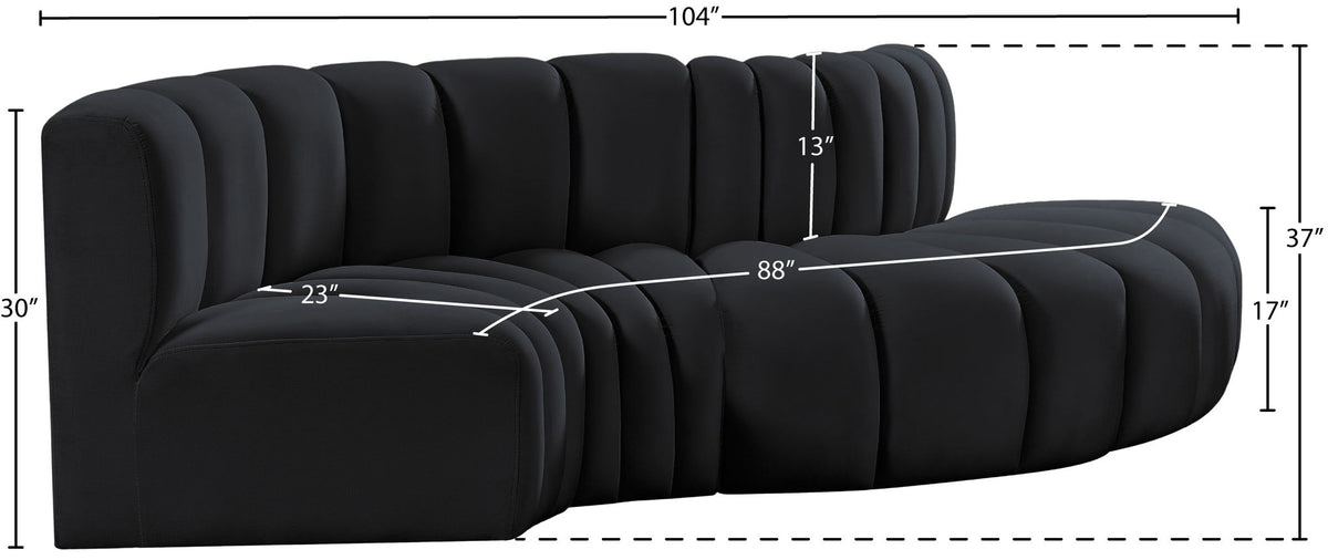 Arc - Velvet 4 Piece L-Shaped Modular Sofa
