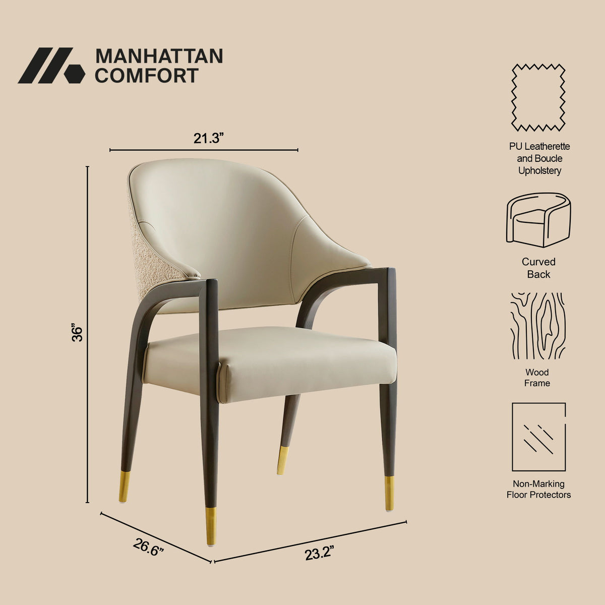 Manhattan Collette - Wood Upholstered Armchair