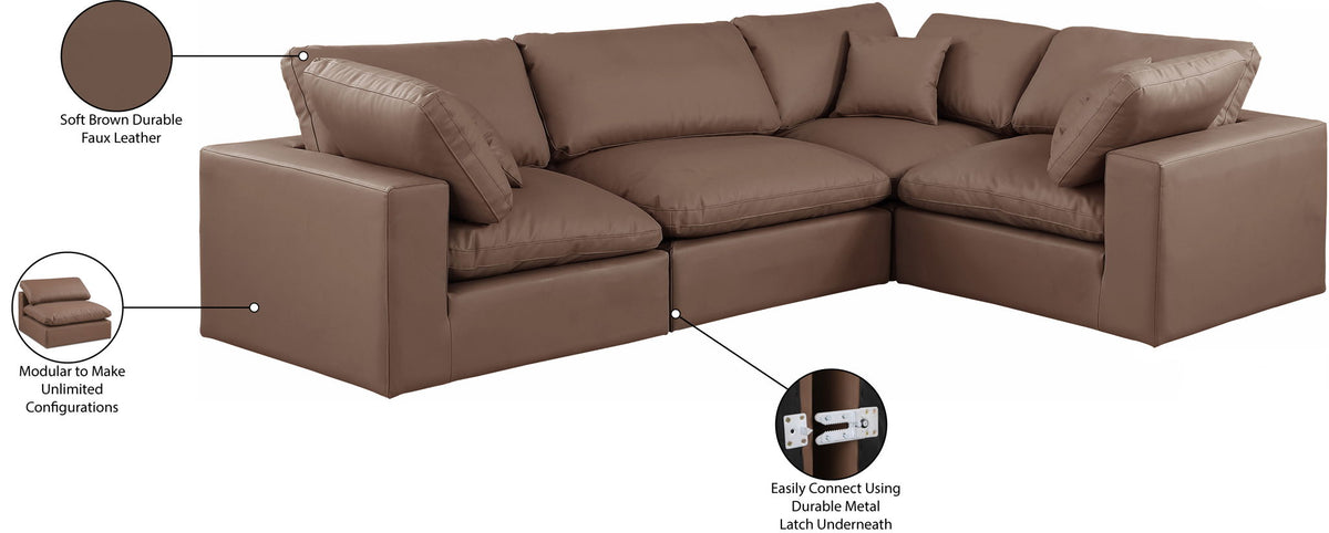 Comfy - 4 Piece Faux Leather Modular Sectional