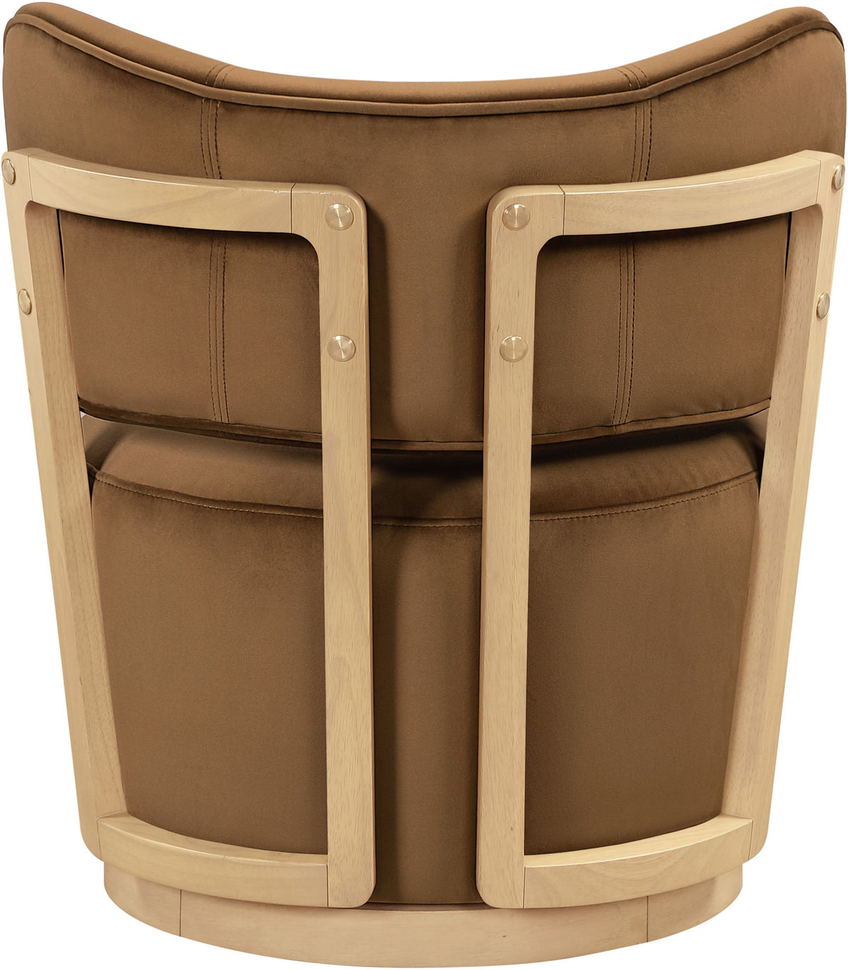 Elara - Velvet Upholstered Swivel Accent Chair - Saddle / Stained Natural