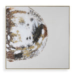 Moon Landing - Hand Painted Abstract Art - Black / Brown / Gold / Gray / White