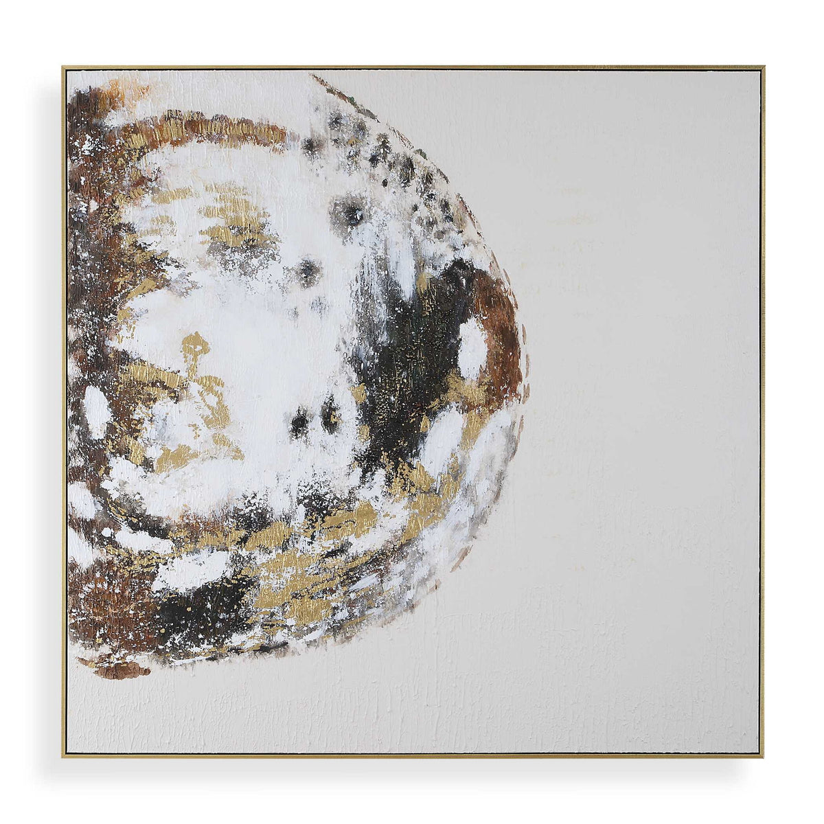 Moon Landing - Hand Painted Abstract Art - Black / Brown / Gold / Gray / White