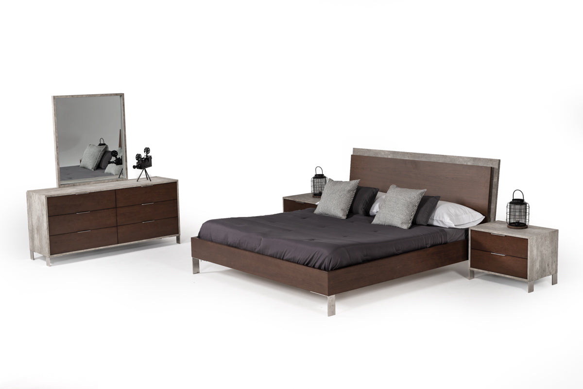 Conner Modern Dark Walnut & Faux Concrete Bed by VIG Furniture - View 5