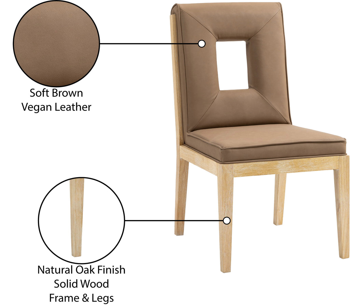 Gwendolyn - Faux Leather Dining Side Chair With Natural Frame (Set of 2)