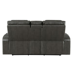 Taddeo - Power Motion Loveseat With Console, Speaker, USB, Wireless Charger & LED - Dark Gray