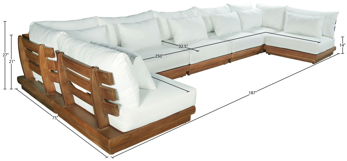 Mirella - 7 Piece Water Resistant Fabric Upholstered Outdoor Patio Modular Sectional