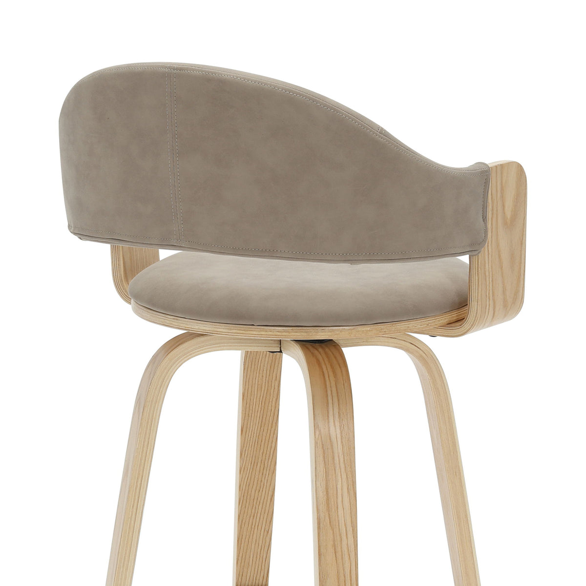 Daxton - Swivel Bar Height Round Back Wood Bar Stool With Faux Leather Seat