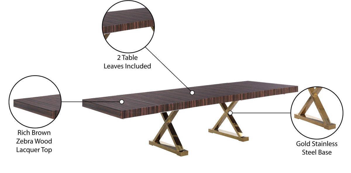 Excel - Extendable Dining Table with Gold Base
