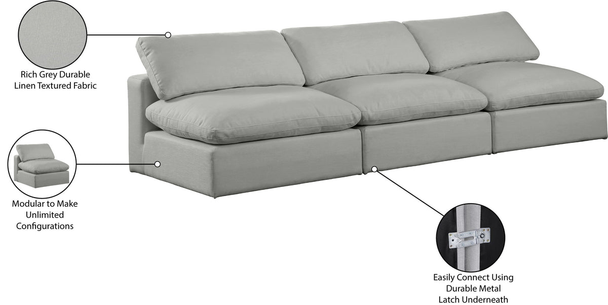 Comfy - Linen Modular Armless Sofa 3 Seats