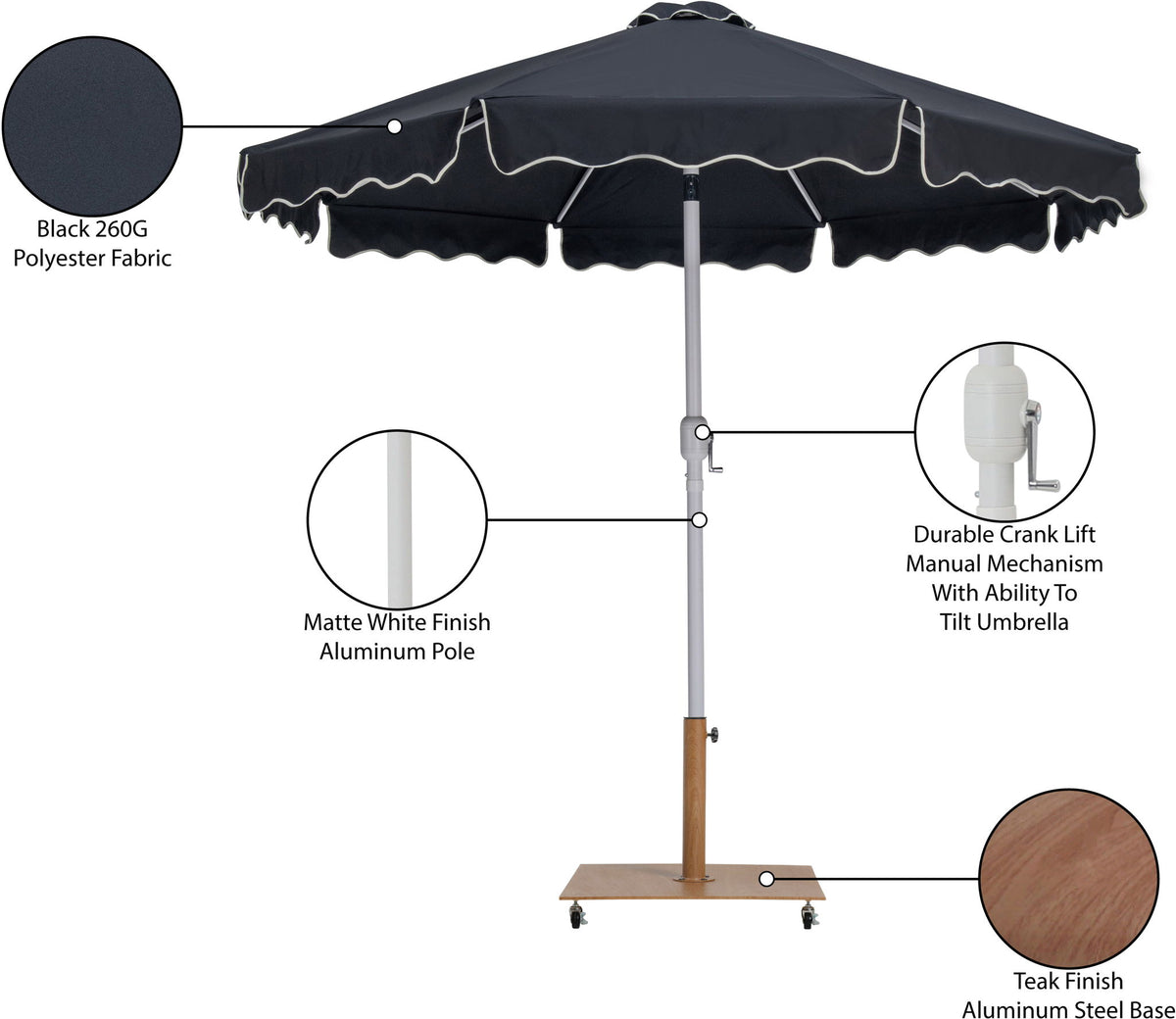 Amalfi - Aluminum Patio Umbrella - Light Brown Base / White Pole