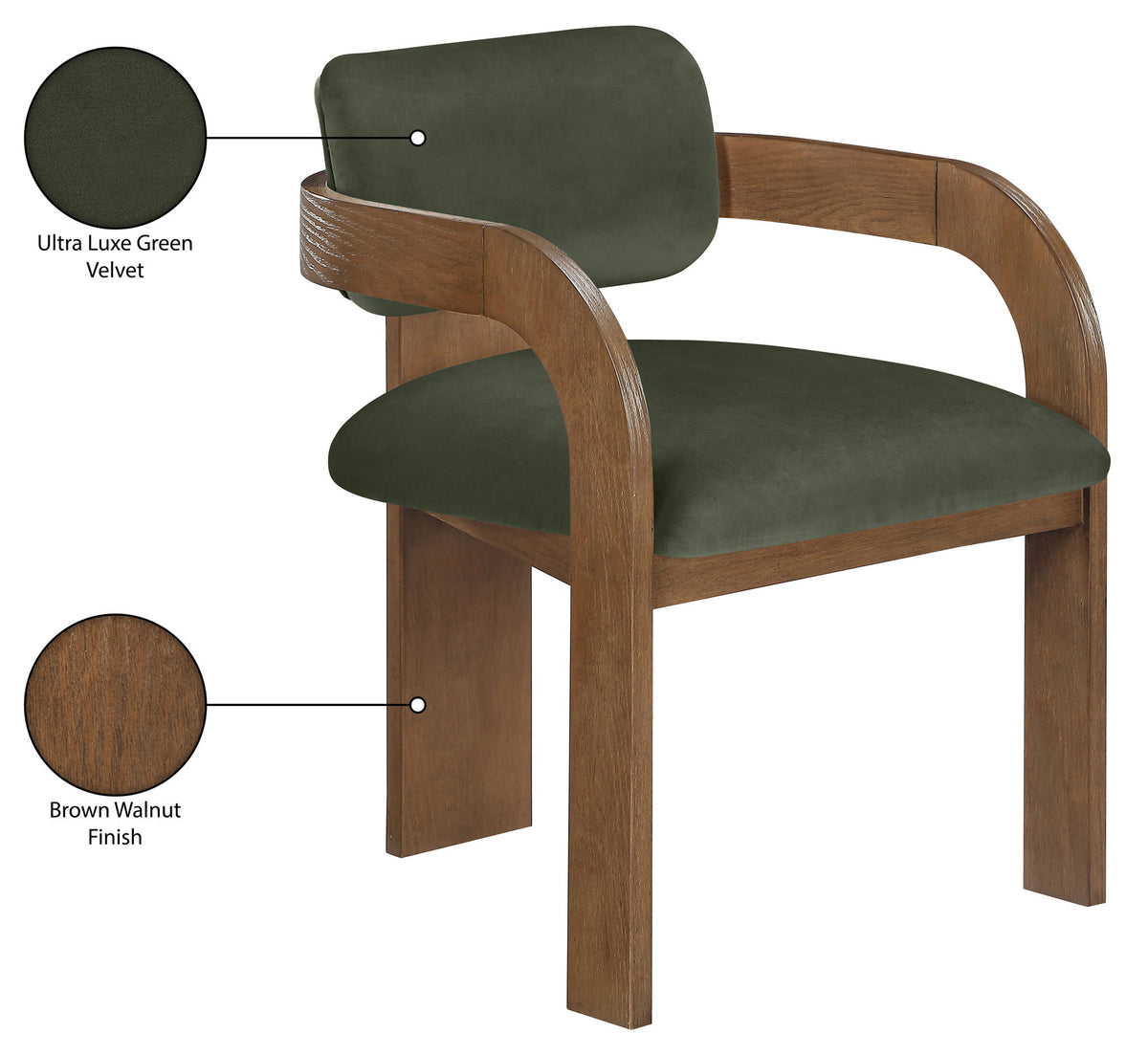Cedra - Velvet Performance Fabric Upholstered Dining Chair (Set of 2) - Brown Frame