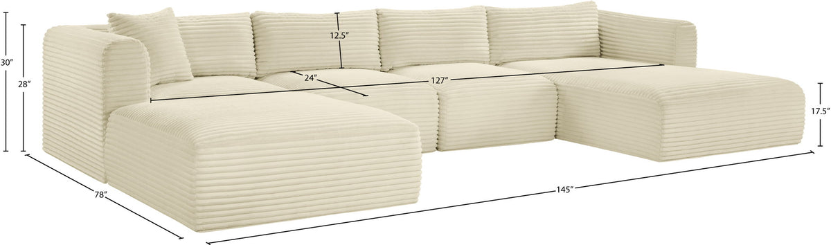 Shaggy - 5 Piece Modular Sectional With Chaise And Ottoman