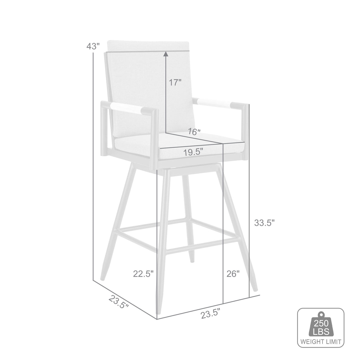 Crown - Outdoor Patio Swivel Bar Stool