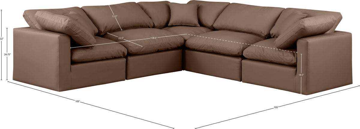 Indulge - Faux Leather 5 Piece Modular Corner Sectional