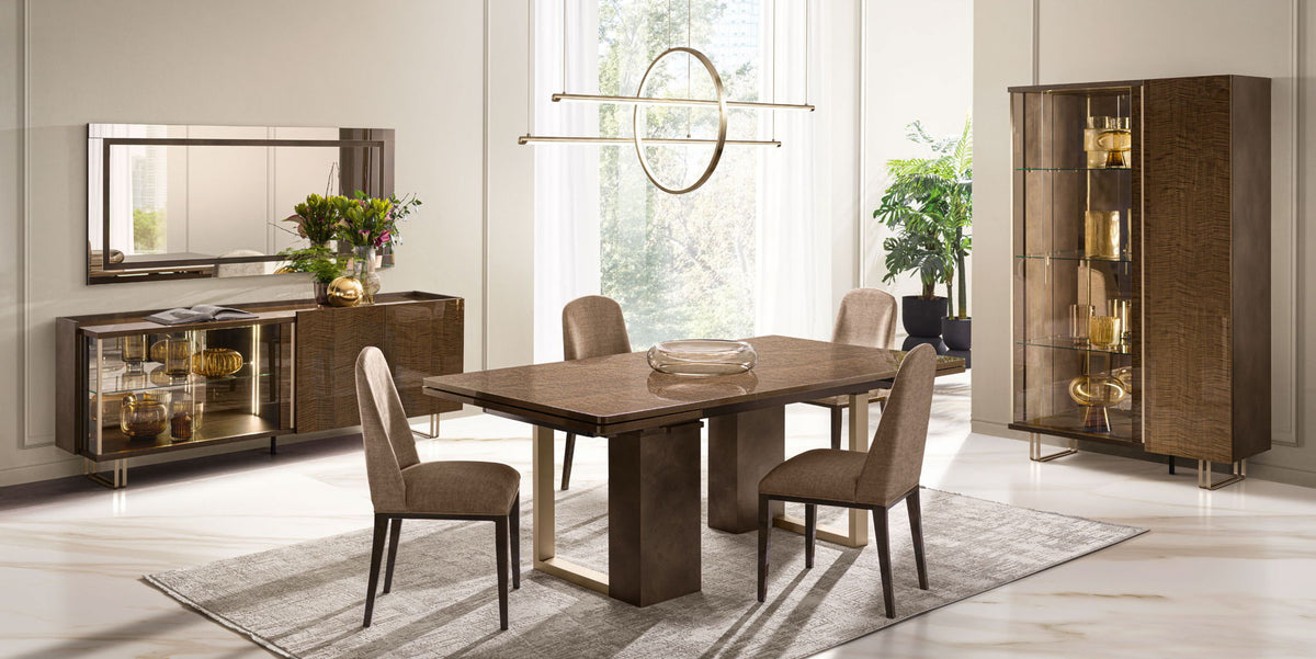 Fiamma - Dining Table With 2X18.5" Extensions - Brown / Gold