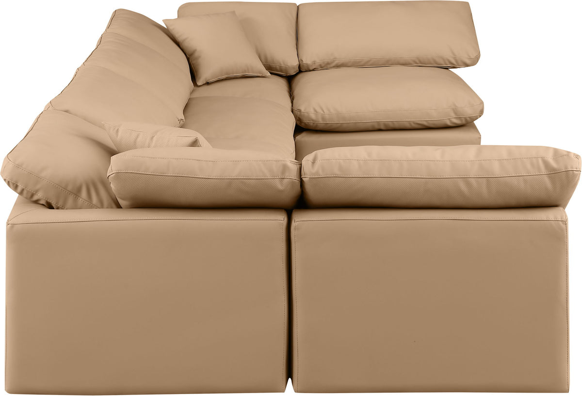 Indulge - Faux Leather 6 Piece Modular U-Shaped Sectional - Tan