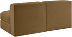 Rummi - Velvet Performance Fabric Upholstered 2 Piece Modular Armless Loveseat