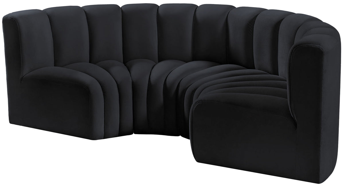 Arc - Velvet 4 Piece U-Shaped Modular Sofa