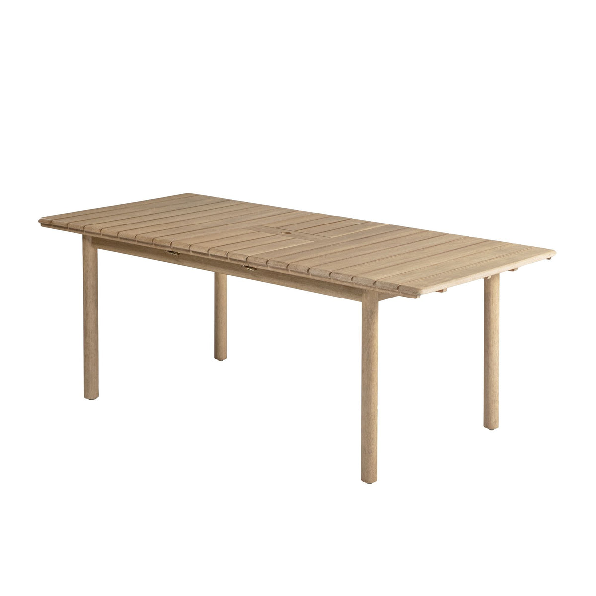 Balmor - 79" Rectangular Extendable Outdoor Dining Table, Seats 6 - Wire-Brushed Natural Eucalyptus
