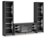 Cayberry - 3-Piece Entertainment Center With Electric Fireplace - Black