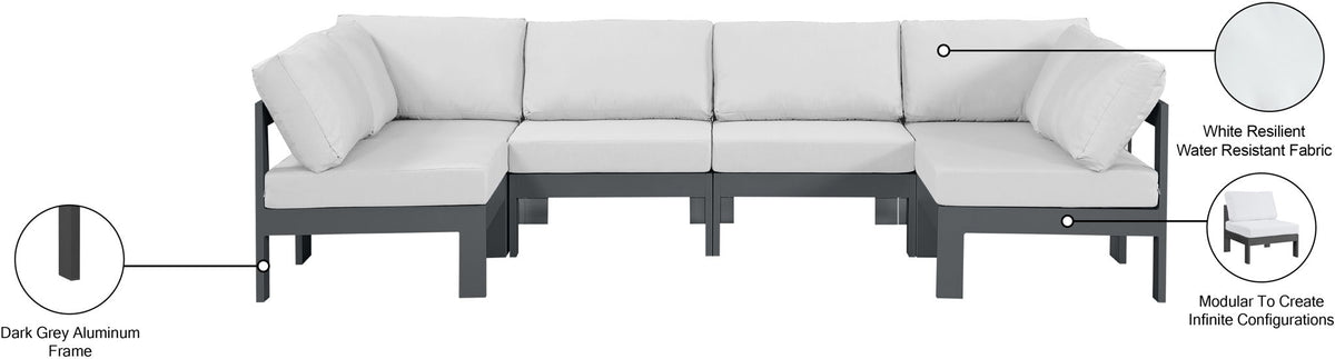 Nizuc - Outdoor Patio 6 Piece Modular Sectional With Gray Frame
