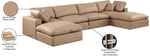 Comfy - 6 Piece Faux Leather Modular Double Chaise Sectional - Tan