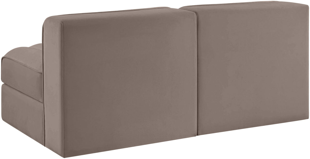 Rummi - Velvet Performance Fabric Upholstered 2 Piece Modular Armless Loveseat