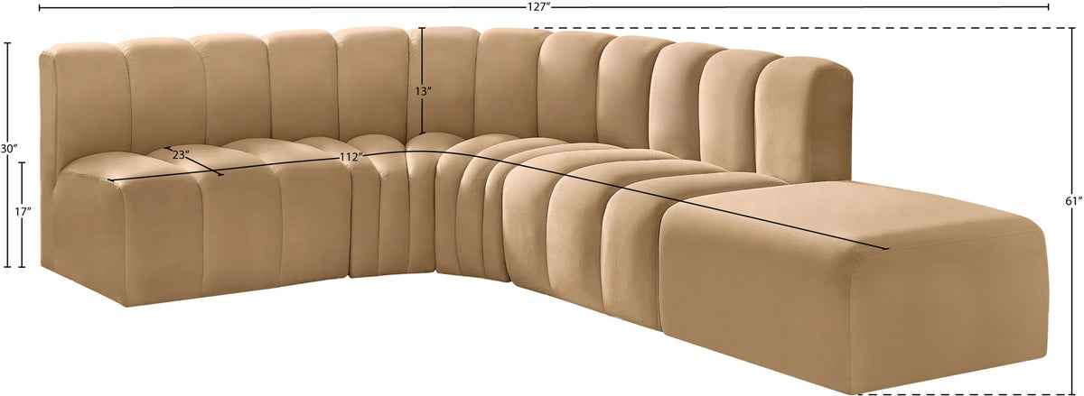 Arc - Velvet 5 Piece Corner Modular Sofa