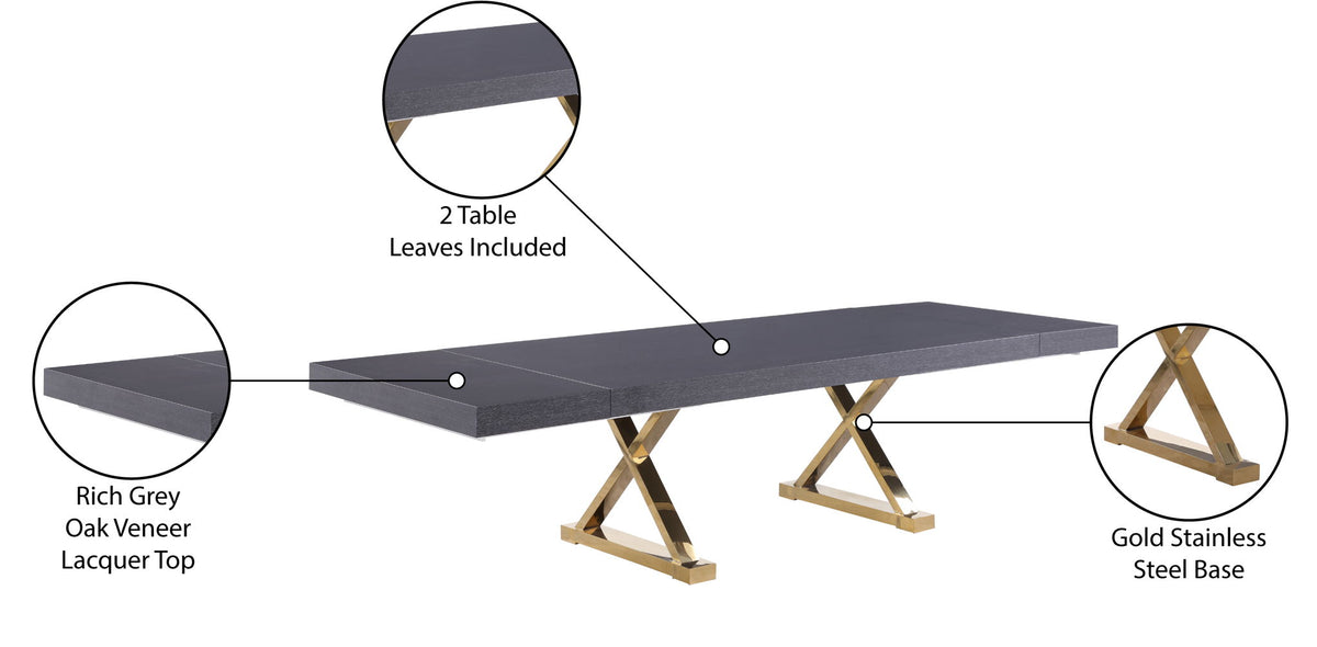 Excel - Extendable Dining Table with Gold Base