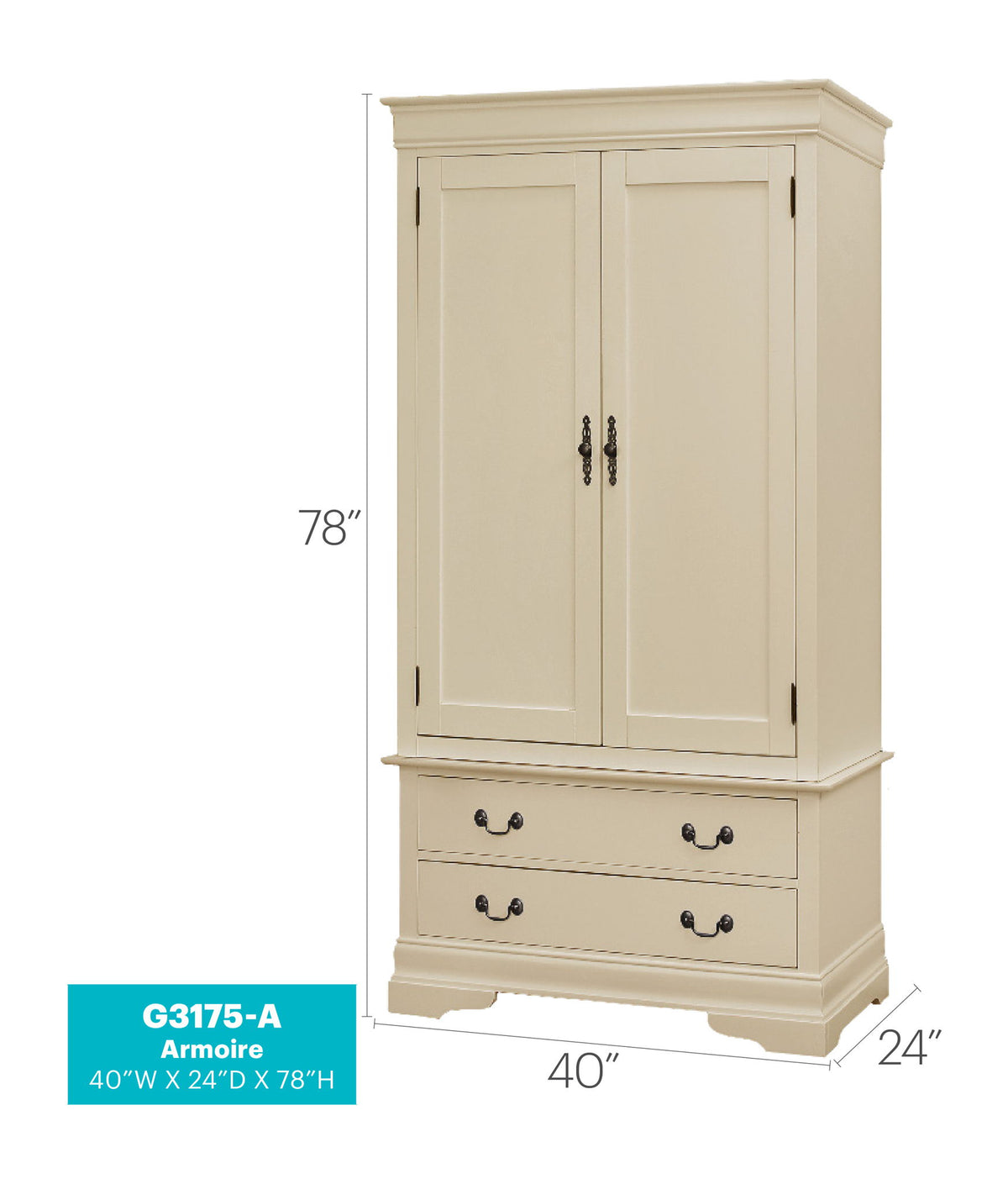 Glory Furniture - Louis Phillipe - Armoire