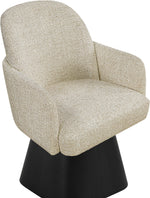 Marlowe - Linen Textured Fabric Upholstered Swivel Dining Arm Chair - Stained Black