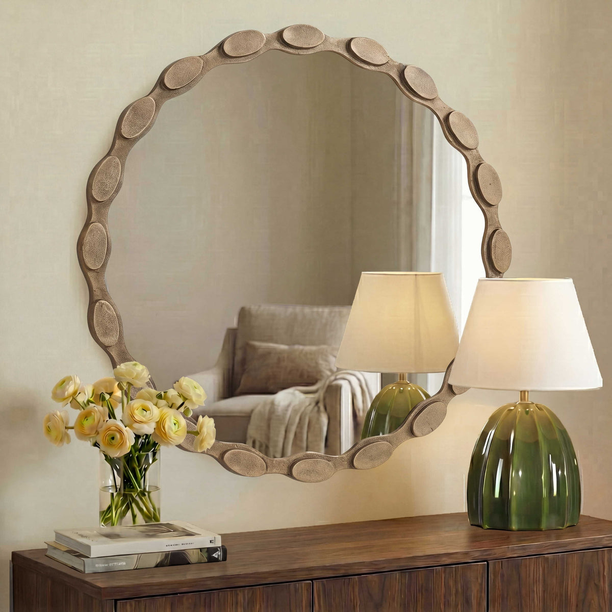 Marietta - Round Brass Mirror - Brass / Gold