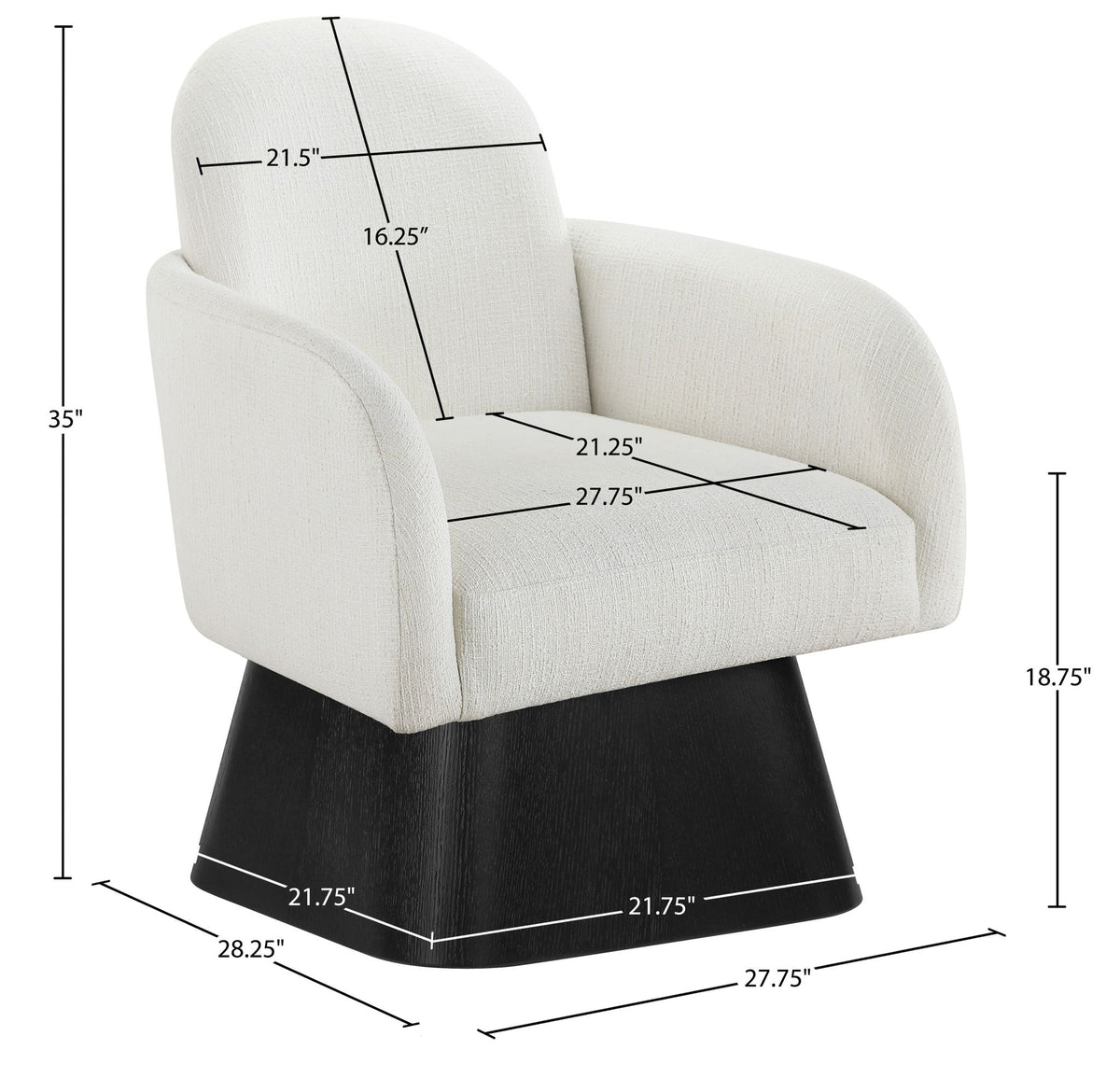 Marlowe - Linen Textured Fabric Upholstered Swivel Accent Chair - Stained Black