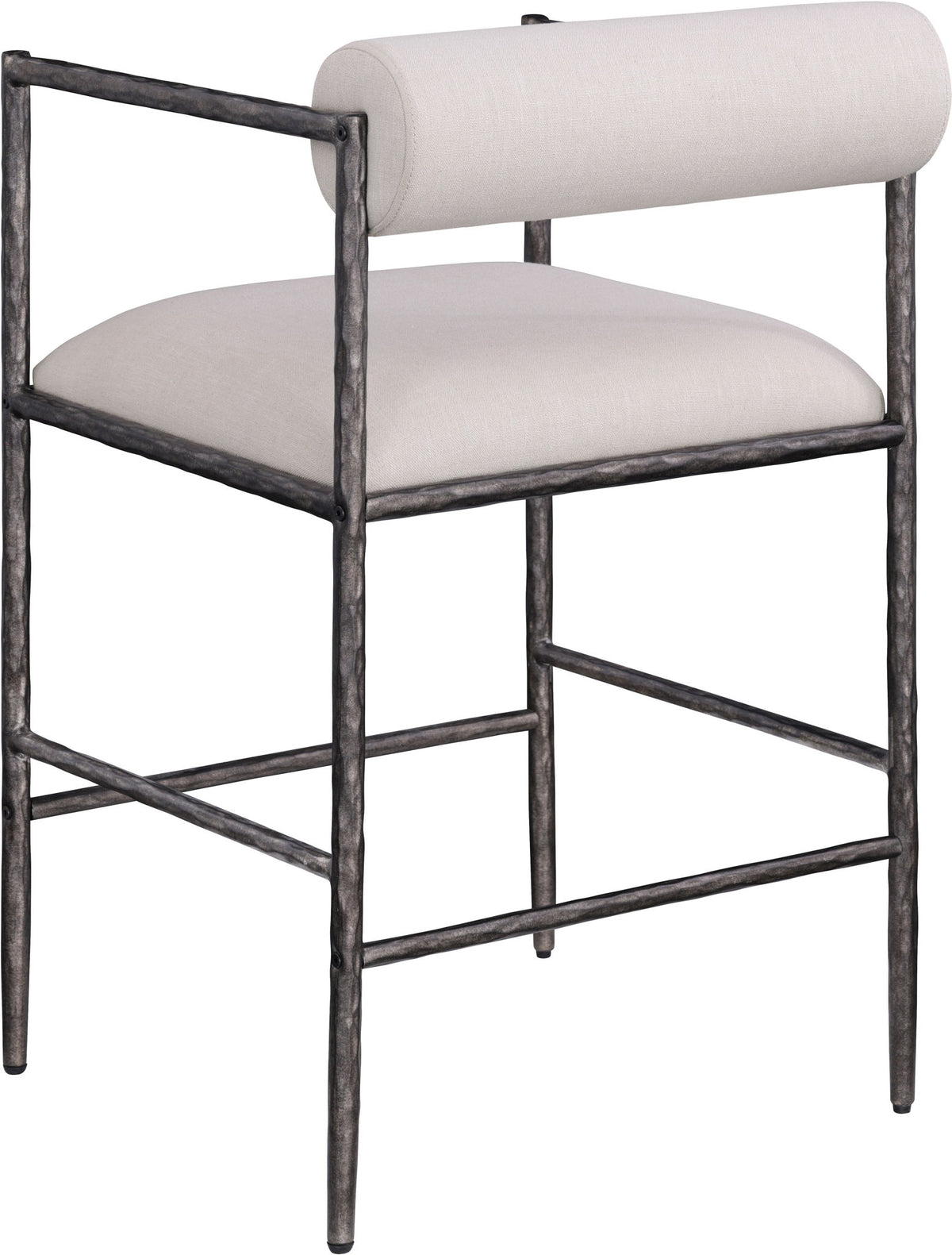 Axis - Linen Textured Beige Fabric Upholstered Counter Stool (Set of 2)
