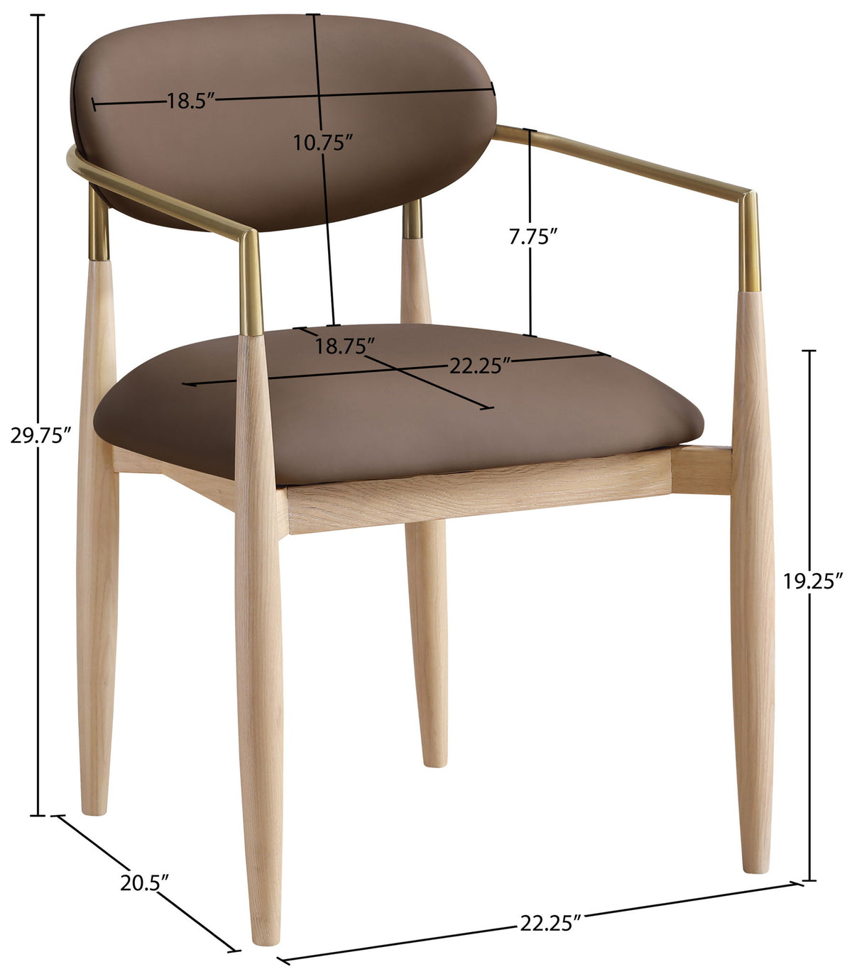 Riccio - Dining Arm Chair (Set of 2) - Natural And Gold Frame