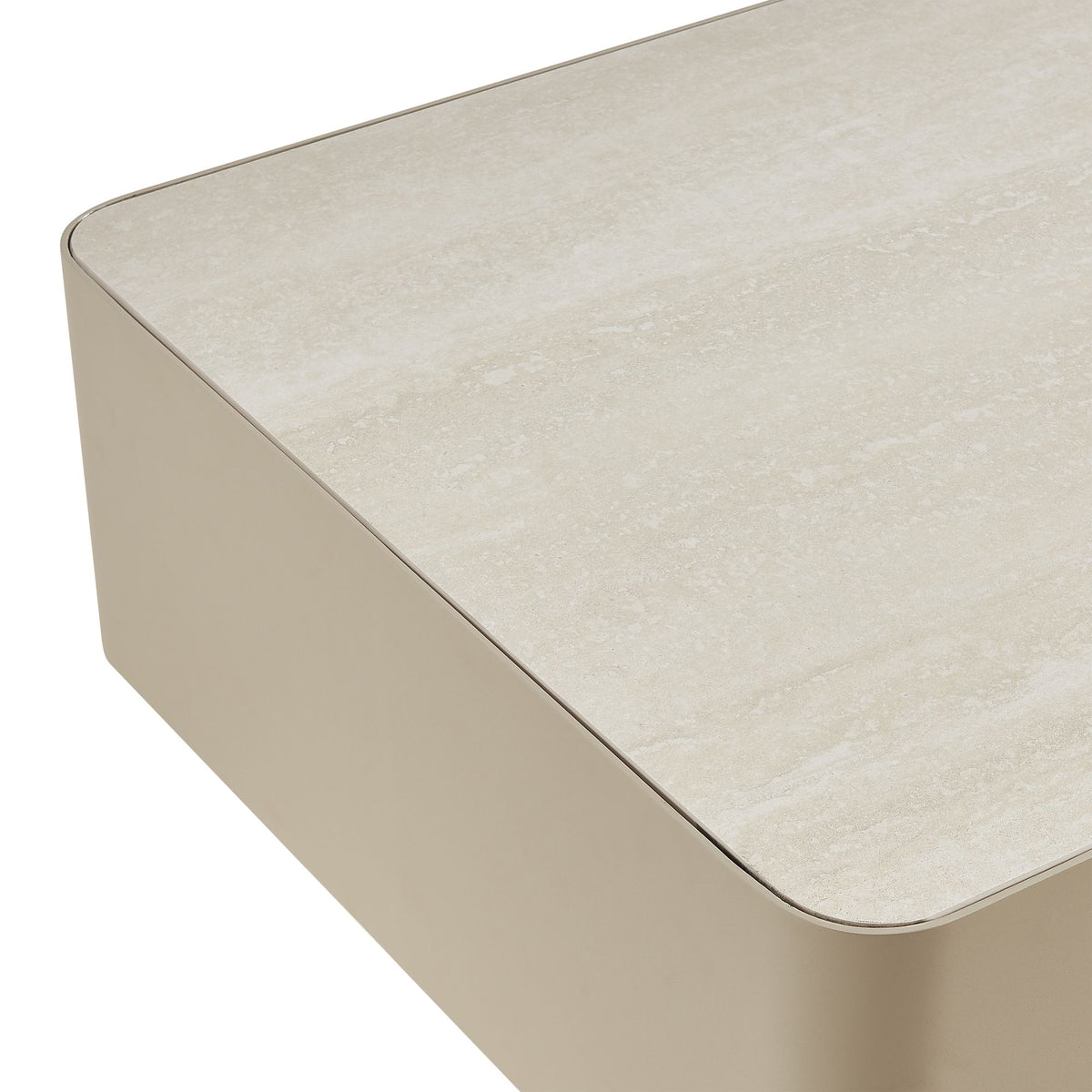 Pavilion - Powder Coated Metal Rectangle Outdoor Coffee Table With Sintered Stone Table Top - Natural