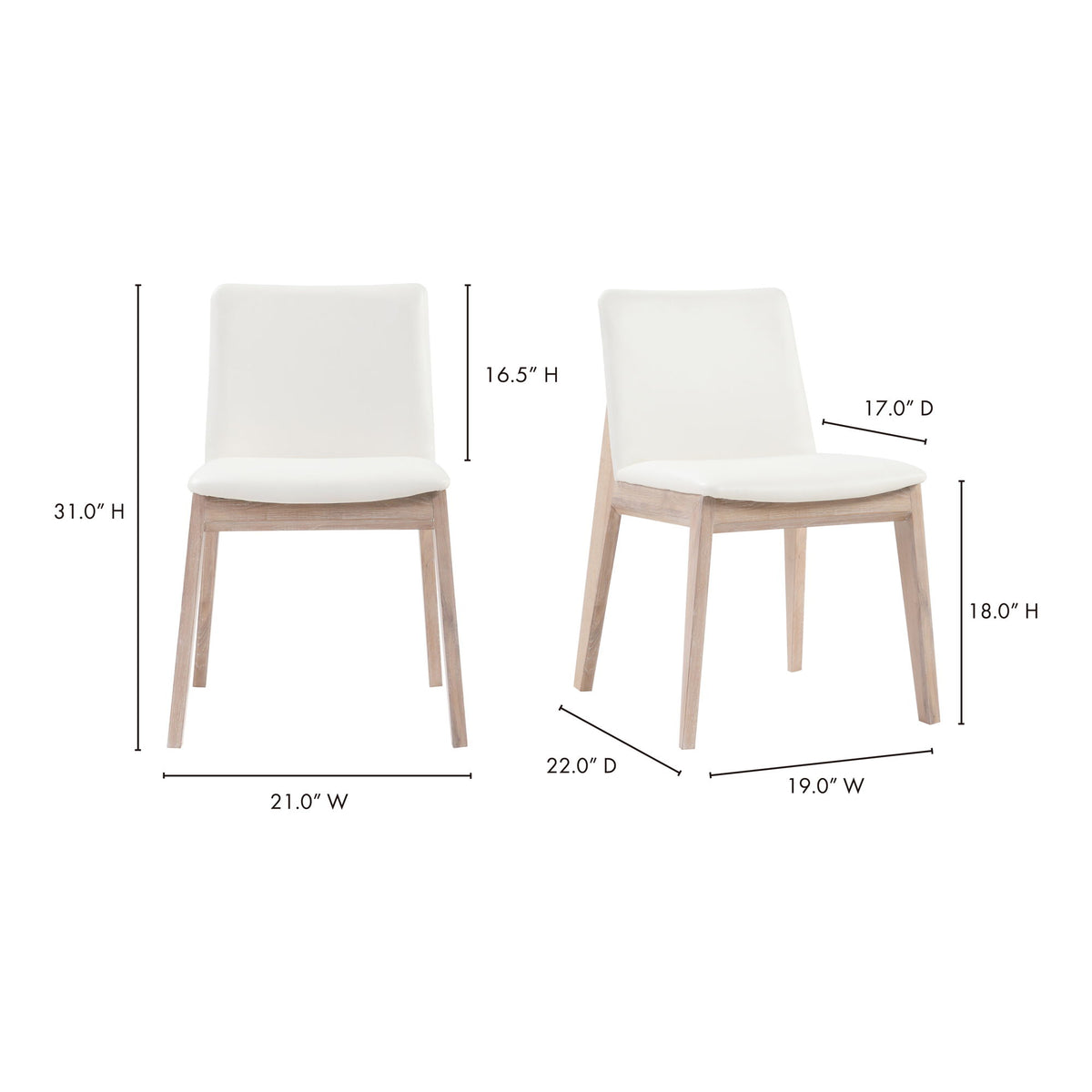 Deco - Oak Dining Chair (Set of 2) - Cream White