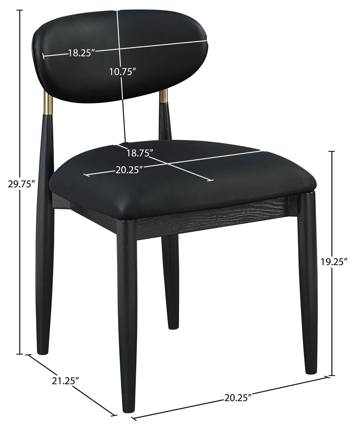 Riccio - Dining Side Chair (Set of 2) - Black And Gold Frame