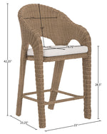 Seacrest - Olefin Water Resistant Fabric And Wicker Outdoor Patio Bar Stool