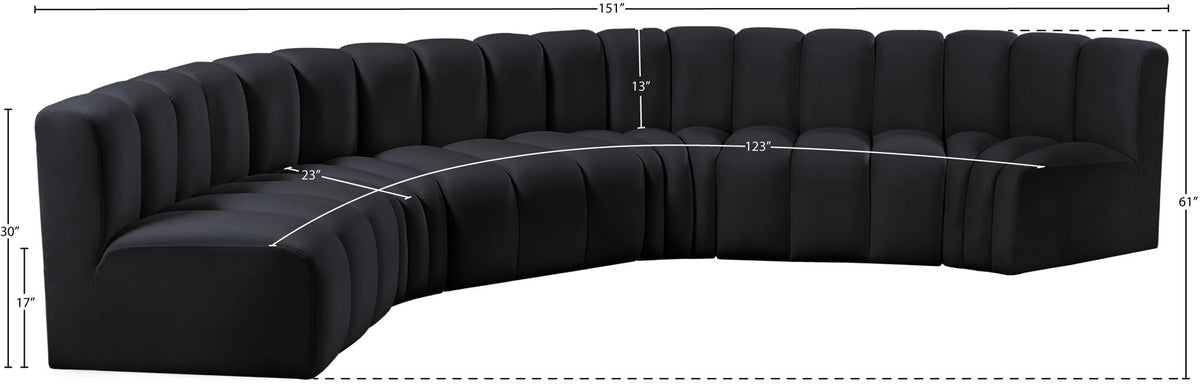 Arc - Velvet 6 Piece U-Shaped Modular Sofa