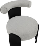 Calder - Linen Textured Fabric Upholstered Accent Chair - Painted Black Base