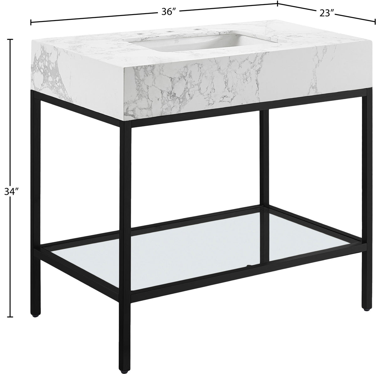 Marmo - Engineered Marble Bathroom Vanity With Black Base