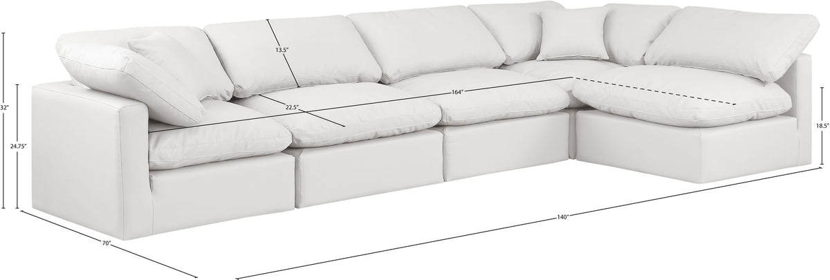 Indulge - Faux Leather 5 Piece Modular Sectional