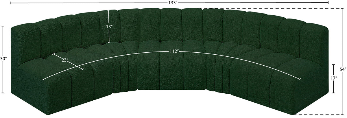 Arc - Boucle Fabric 5 Piece U-Shaped Modular Sofa