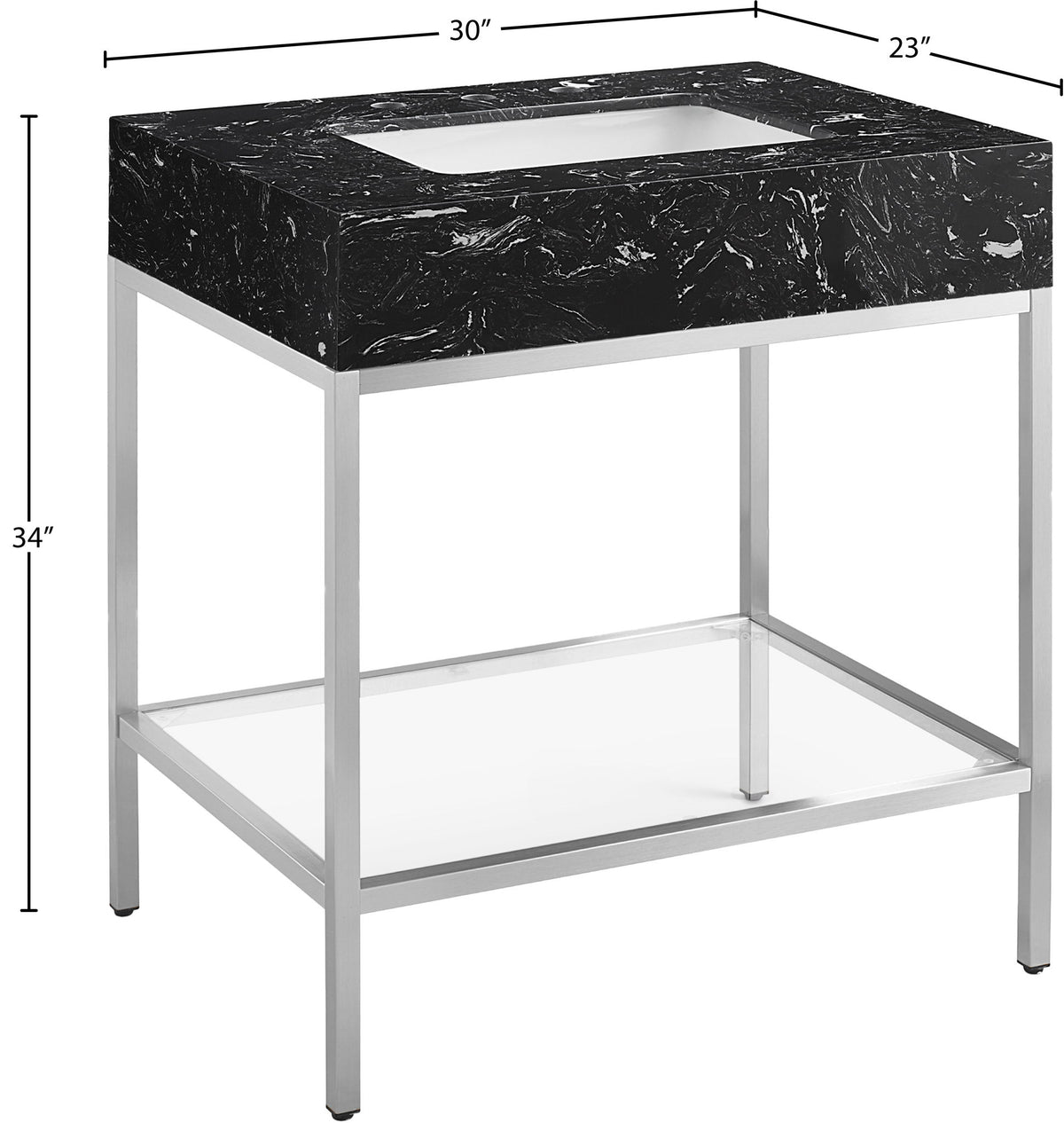 Marmo - Engineered Marble Bathroom Vanity With Chrome Base