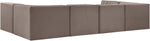Rummi - Armless Velvet Performance Fabric Upholstered 6 Piece Modular Sectional