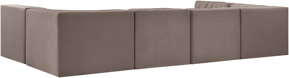 Rummi - Armless Velvet Performance Fabric Upholstered 6 Piece Modular Sectional