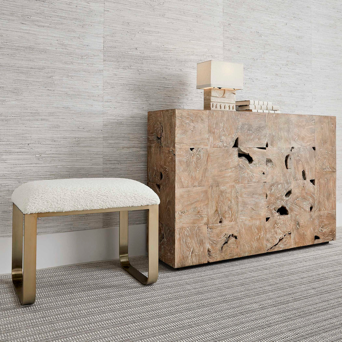Double U - Small Bench - Gold / White