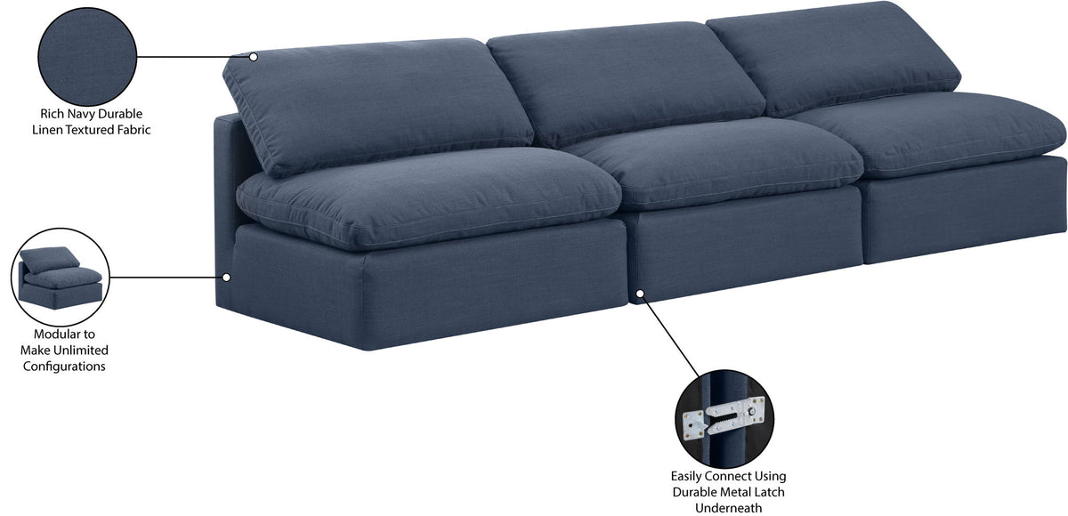 Indulge - Linen 3 Seat Modular Armless Sofa