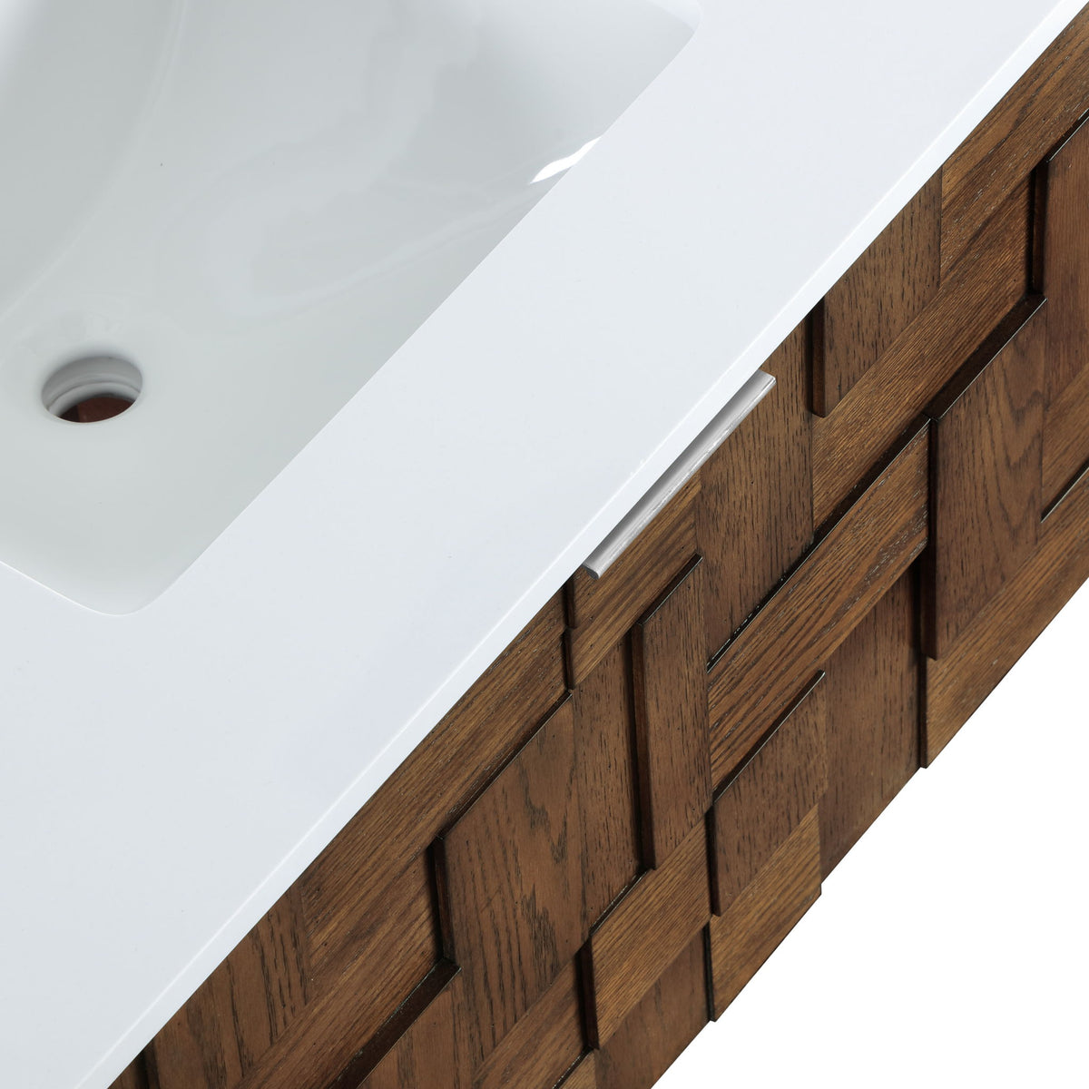 Leonardo - Engineered Stone And Solid Wood 24" Wall Mounted Bathroom Vanity